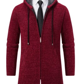 Men's Autumn And Winter Plush Thick Warm Mid Length Hooded Cardigan Best Sellers