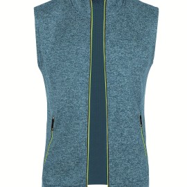 Elegant Mid Stretch Retro Cardigan Vest, Men's Casual Vintage Style V Neck Zip Up Cardigan Sweater Coat For Fall Winter