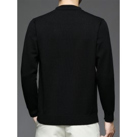 All Match Knitted Sweater, Men's Casual Warm Slightly Stretch crew Neck Pullover Sweater For men Fall Winter