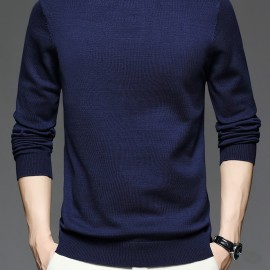 All Match Knitted Sweater, Men's Casual Warm Slightly Stretch crew Neck Pullover Sweater For men Fall Winter