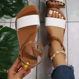 Women's Lightweight Flat Sandals with Ankle Buckle Strap - Casual Summer Shoes