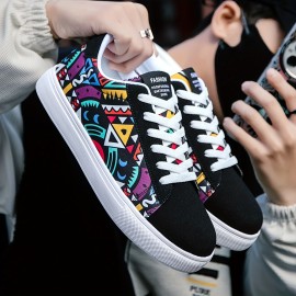 Trendy Men's Skateboard Sneakers - Artistic Graffiti, Lightweight & Non-Slip - Versatile All-Season Wear