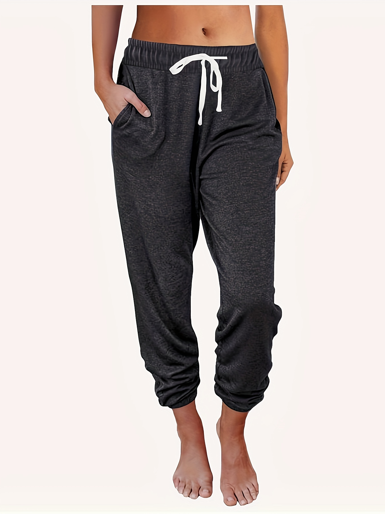 drawstring loose sweatpants with pocket running jogger pants womens activewear details 0