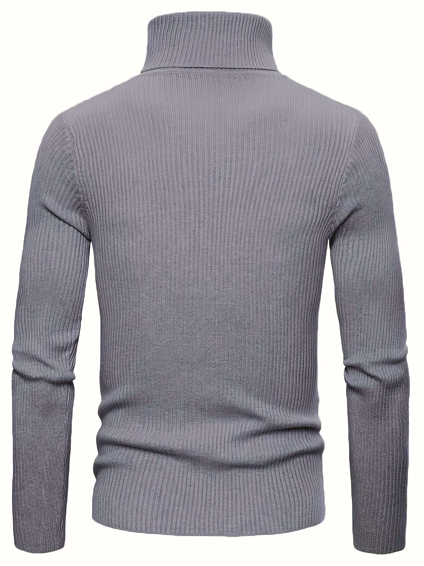 turtle neck knitted slim fit sweater mens casual warm solid high stretch pullover sweater for fall winter details 2