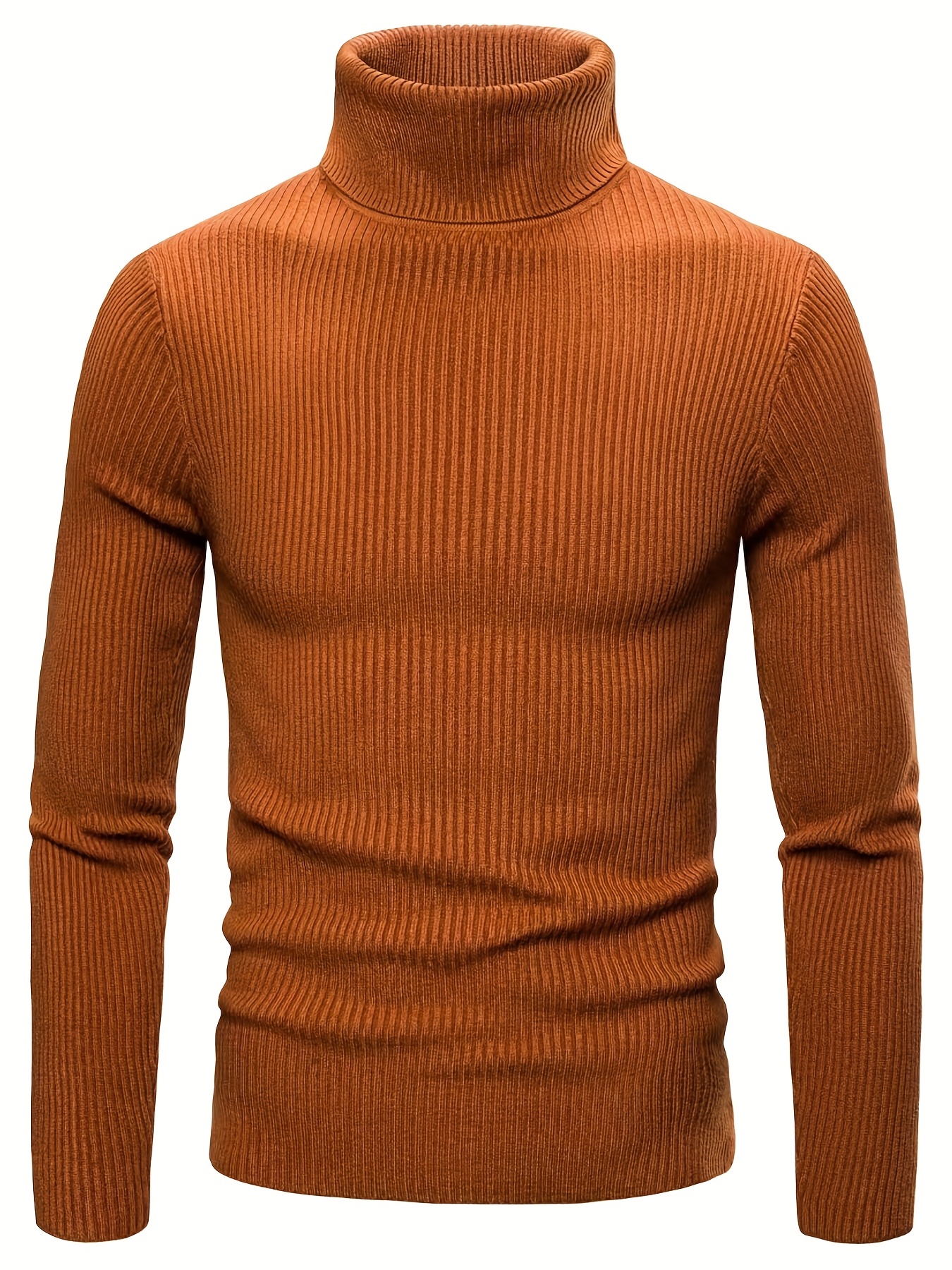 turtle neck knitted slim fit sweater mens casual warm solid high stretch pullover sweater for fall winter details 15