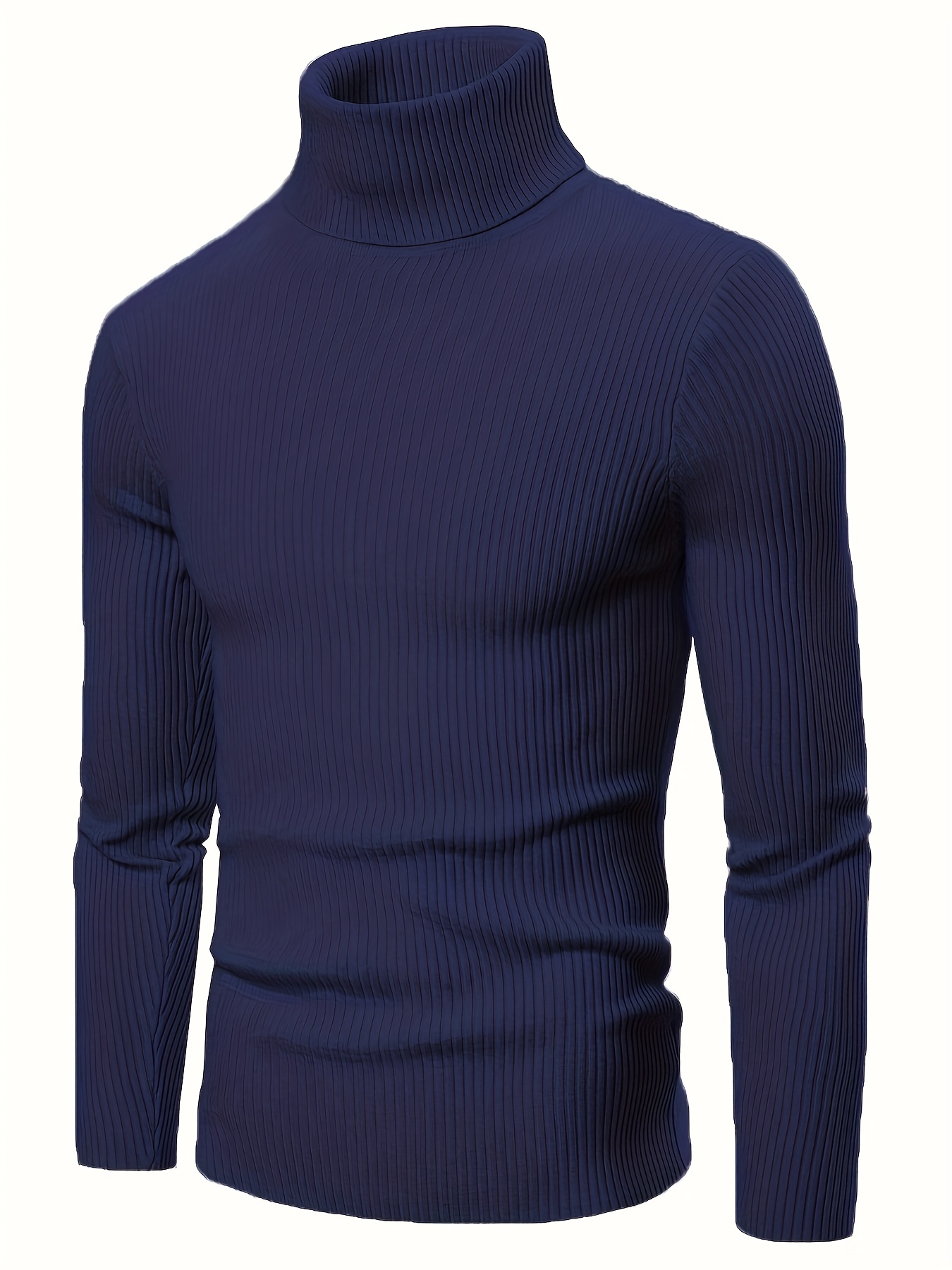 turtle neck knitted slim fit sweater mens casual warm solid high stretch pullover sweater for fall winter details 26