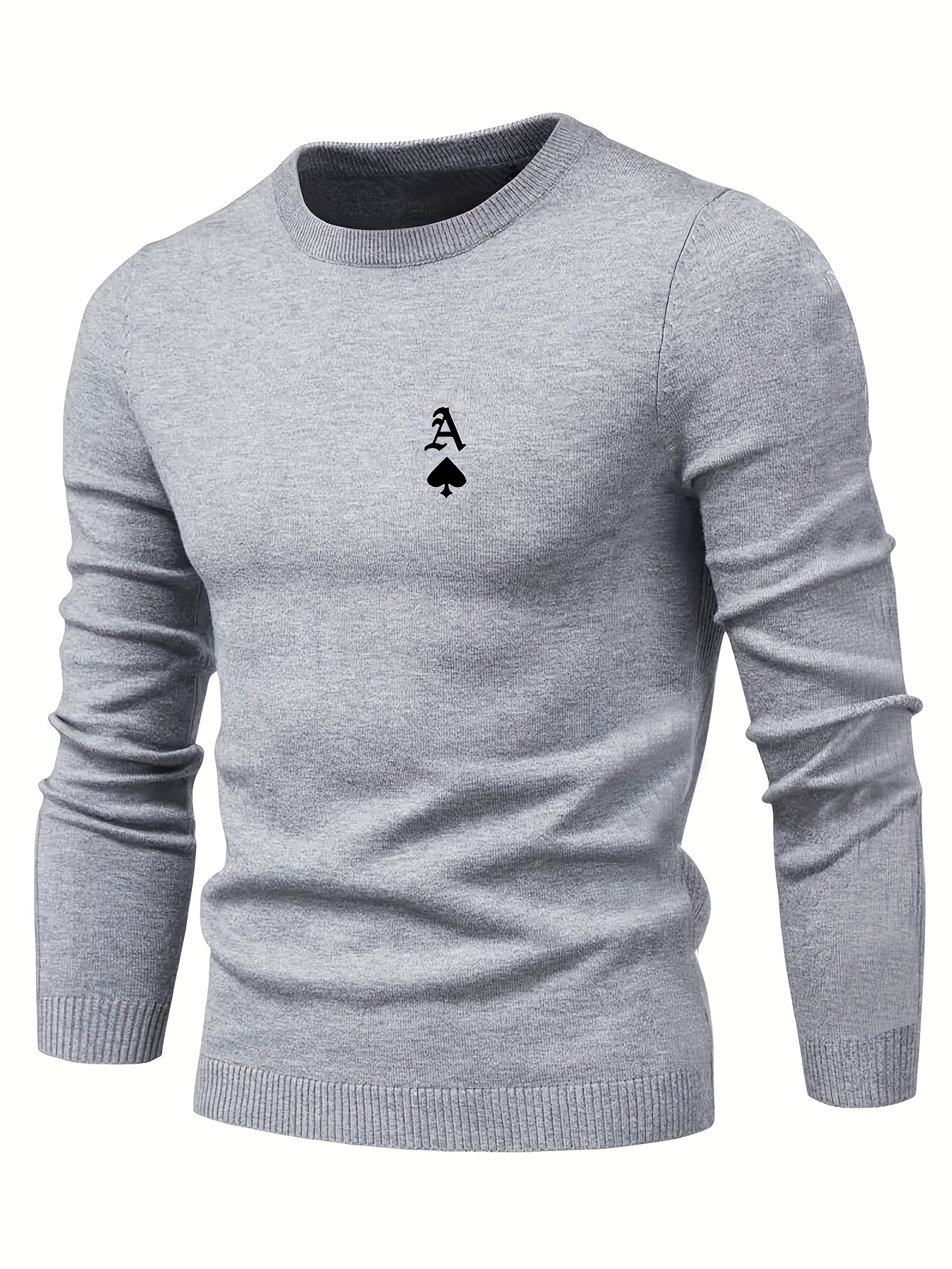 jokes pattern chic novel sweater mens casual warm middle stretch crew neck pullover sweater for fall winter details 7