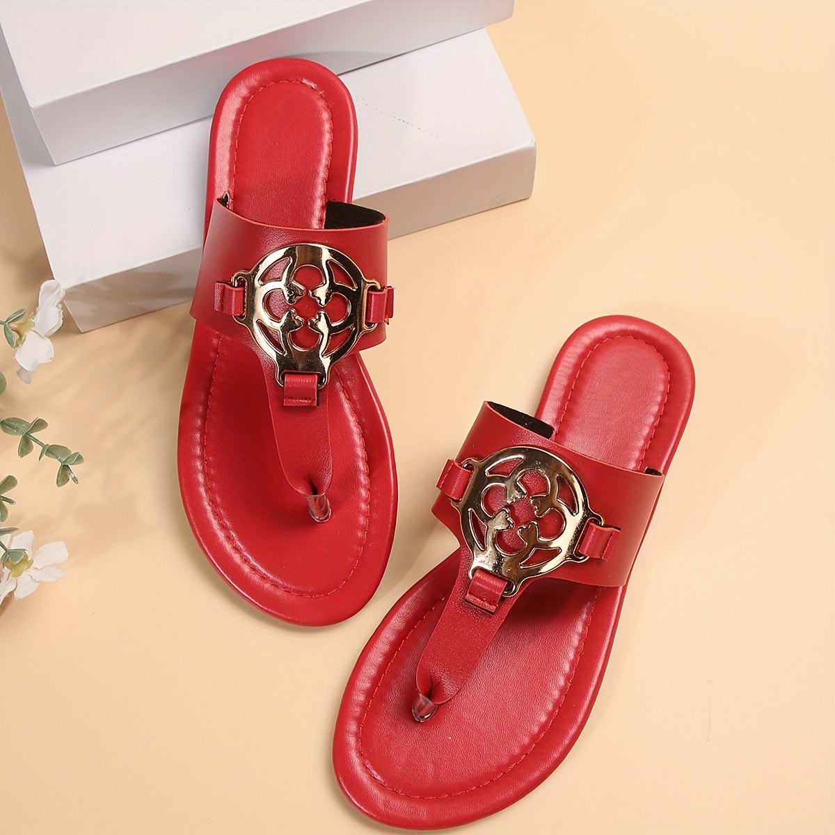 womens metallic buckle decor flip slops slip on lightweight soft sole casual slides summer beach slides details 10