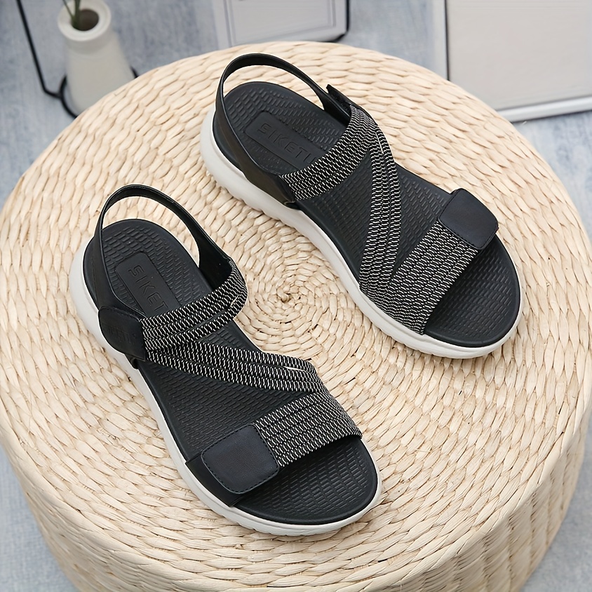 womens comfy flat sports sandals open toe solid color ankle strap shoes casual outdoor sandals details 9