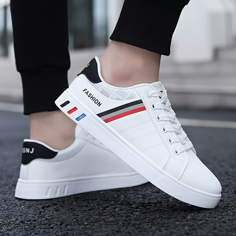 stripe design skate shoes men s trendy pu leather uppers details 9