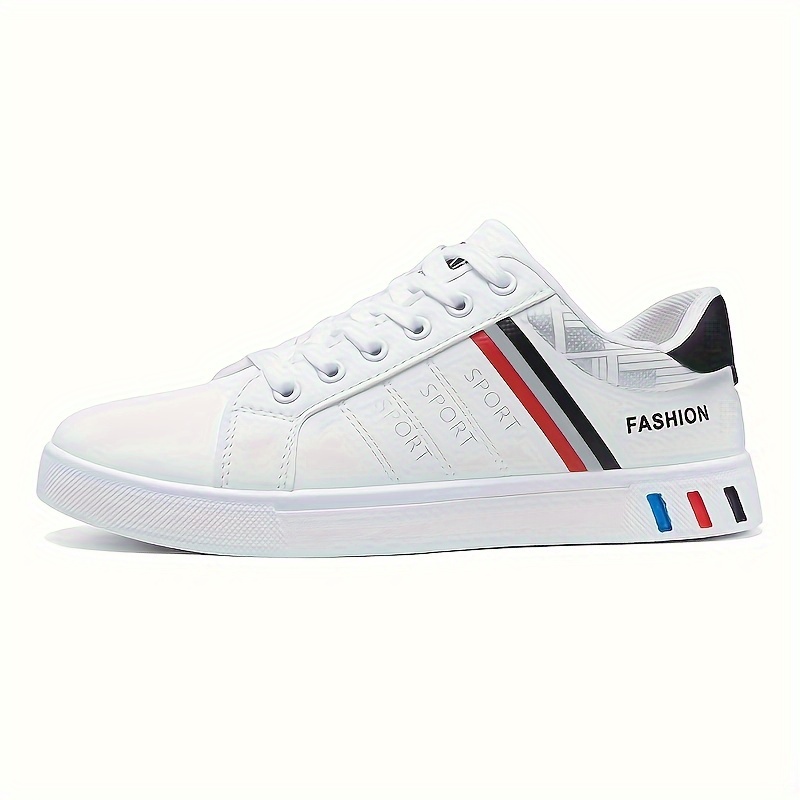 stripe design skate shoes men s trendy pu leather uppers details 14