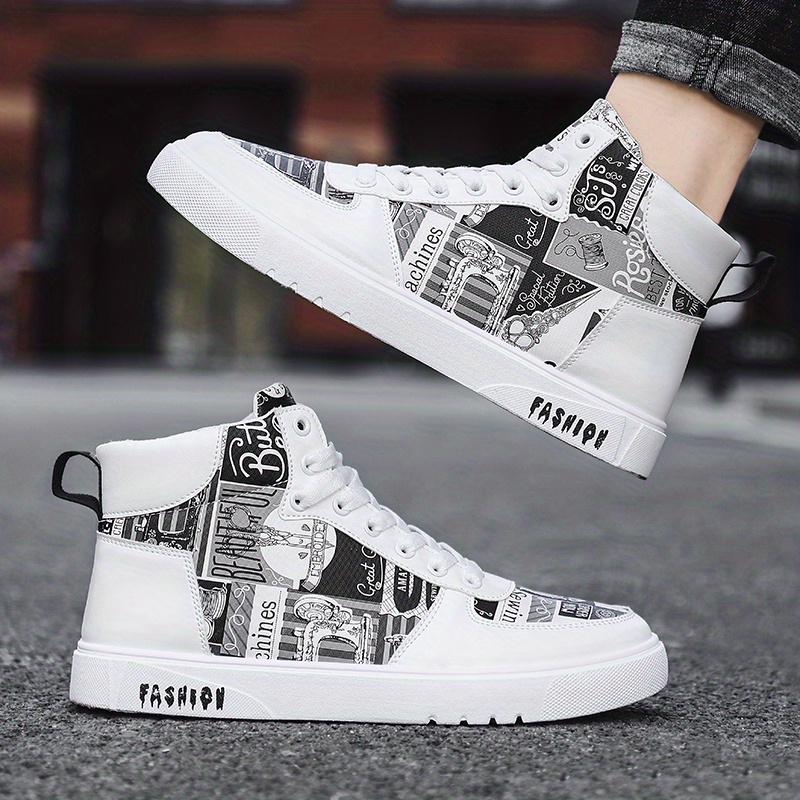 high top lace sneakers men s trendy casual outdoor walking details 3